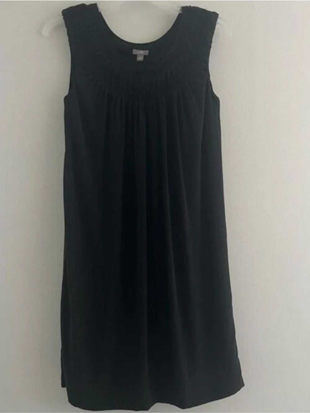 J. Jill 100% Silk Smocked Neck Sleeveless Black Women  Dress Midi Size Small